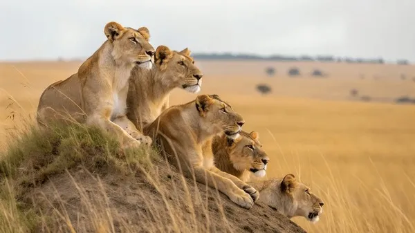 非洲狮群在草原上凝望远方 - 四虎视频 | 每日影像